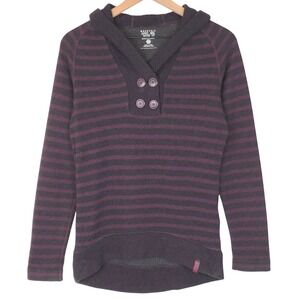 MOUNTAIN HARDWEAR Sevina Hooded Sweater Wool Blend Women's S Purple Striped L/S